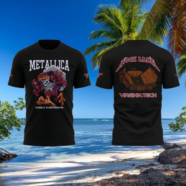 Metallica x Virginia Tech Lane Rocked T Shirt Presents For Music Lovers